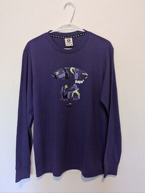 NWOT AAPE BY A BATHING APE Purple Camo Ape Head Long Sleeve Shirt Y2K  Unisex M